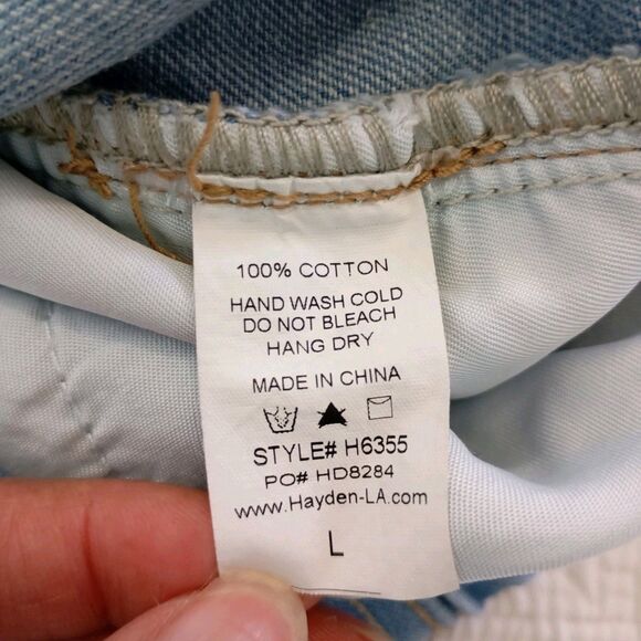 Hayden Los Angeles Women's Denim Shorts, Size L, High Waist, Light Blue. - Picture 6 of 9